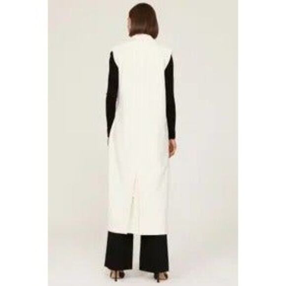 Rent the runway sz small Marina Moscone long wrap vest white color pockets midi - Picture 2 of 7